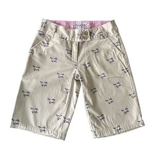 Periscope Girls Size 10 Brown Pink Chino Shorts Horse Print Equestrian Y2K VTG